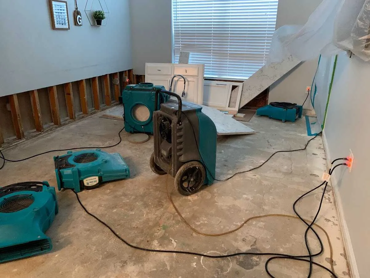 Dehumidifier in flood-cut room for Water Extraction & Removal in Kirkland